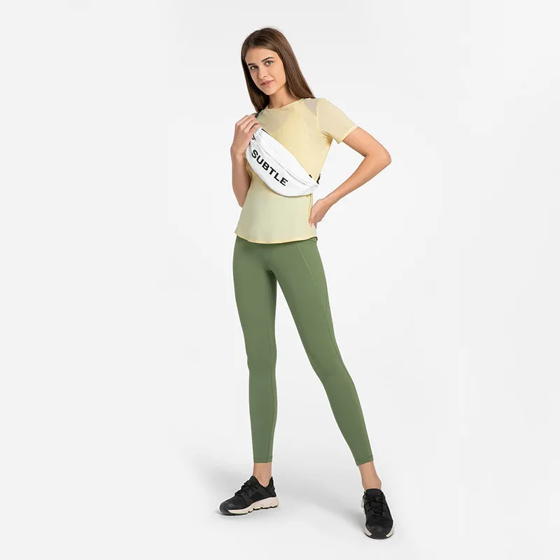 Solid Color Fitness Loose Yoga Shirt Gym Short Sleeves Mesh Hollow Sports Top Women T-shirt Comprehensive Training Breathable