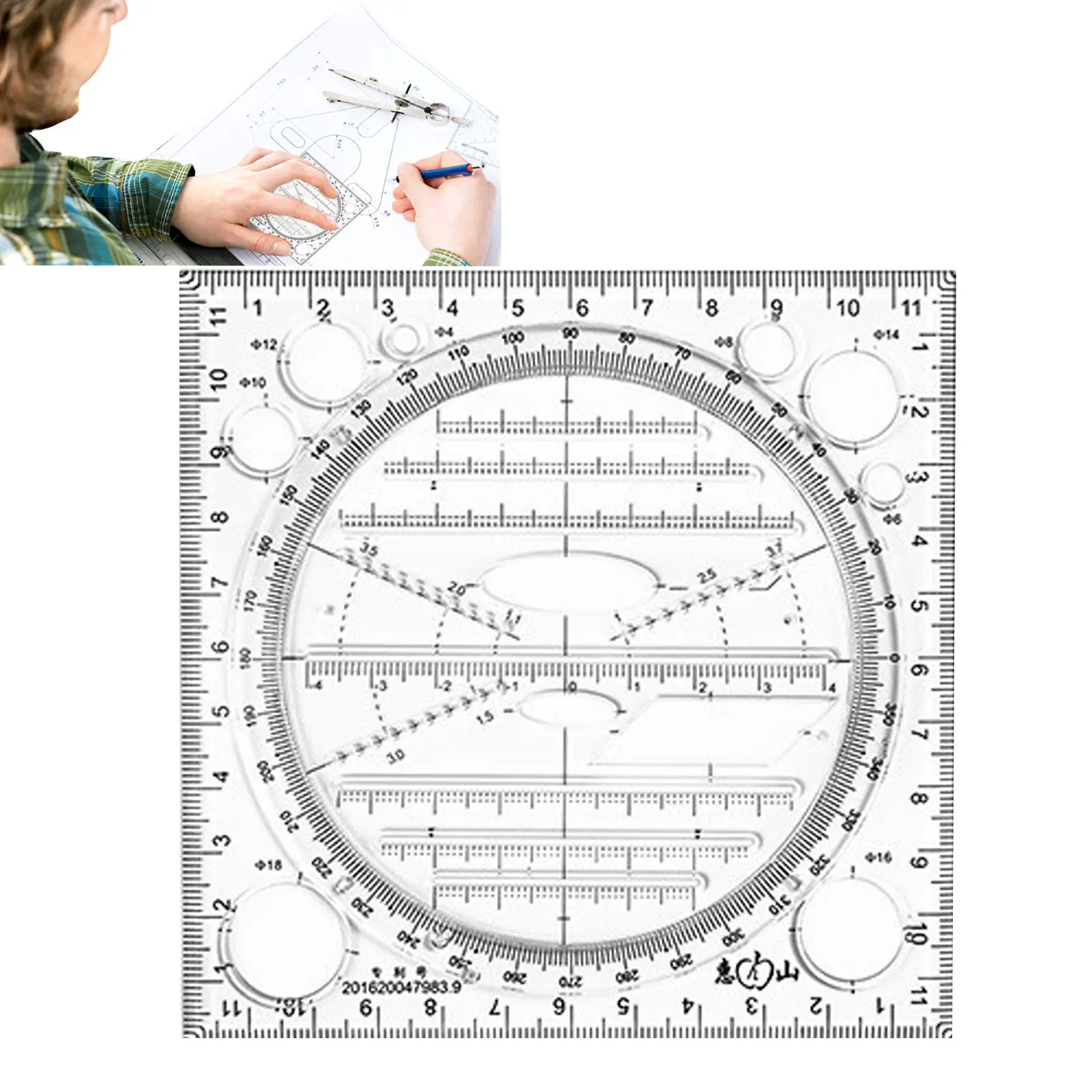 

Multifunctional Drawing Ruler Multi-Function Measuring Rulers With Circle And Ellipse Patterns Portable Measuring Draft Rulers