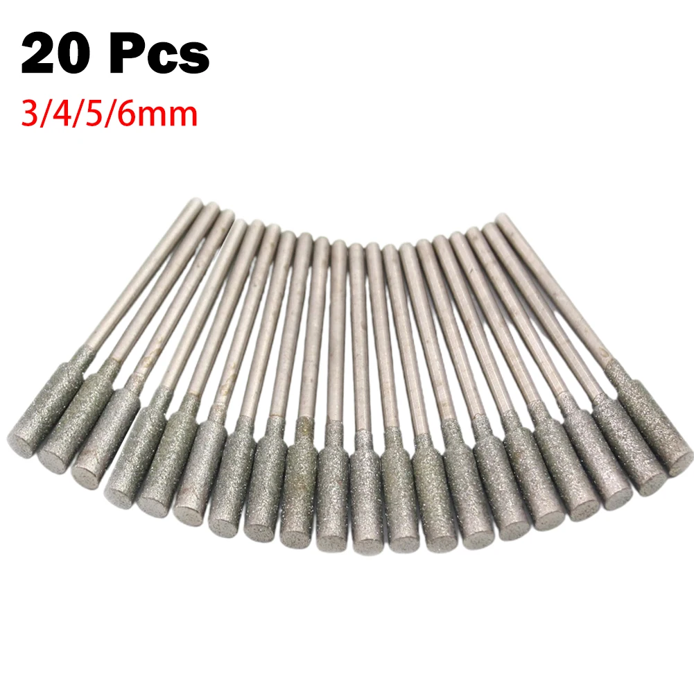 

20pcs Diamond Coated Cylindrical Burr 2.35mm Chainsaw Sharpener Stone File Chain Saw Sharpening Carving Grinding Power Tools