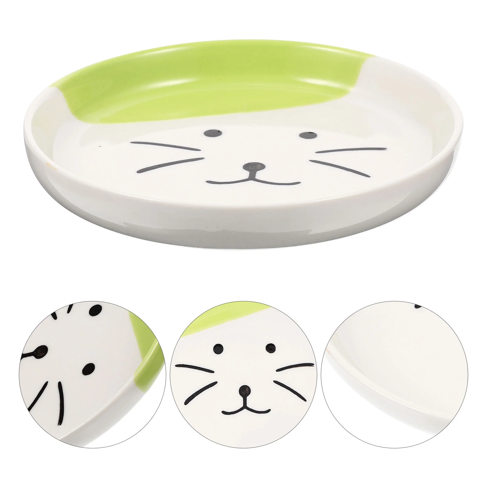 

Cat Bowl Food Plate Ceramic Dish Bowls Pet Shallow Dog Wide Feeding Plates Feeder Kitten Tray Server Cute Water Elevated Wet