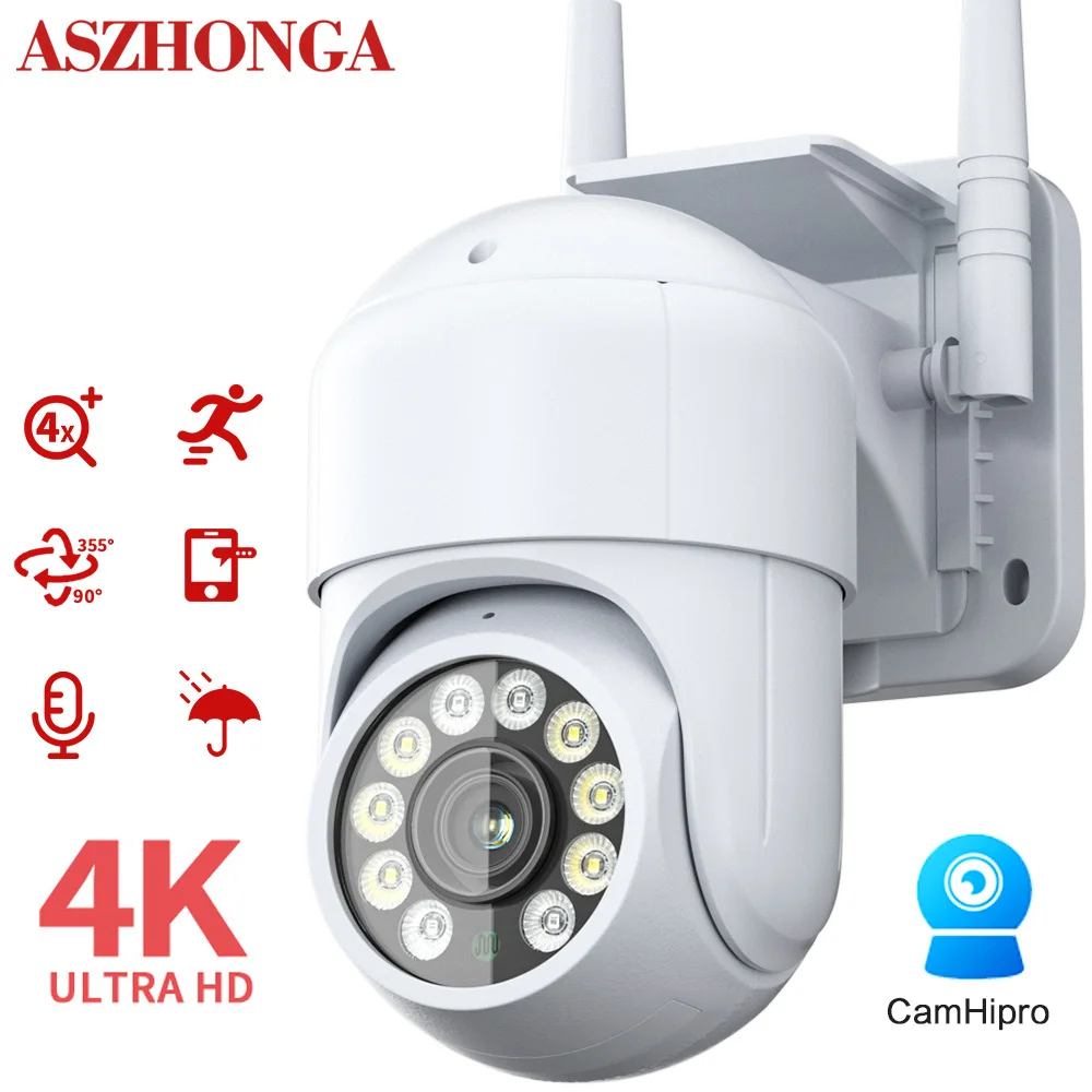 

ASZHONGA 8MP Security IP Camera WIFI Wireless 1080P 4X Zoom PTZ HD CCTV Outdoor Surveillance Cam APP Waterproof Two Way Talk