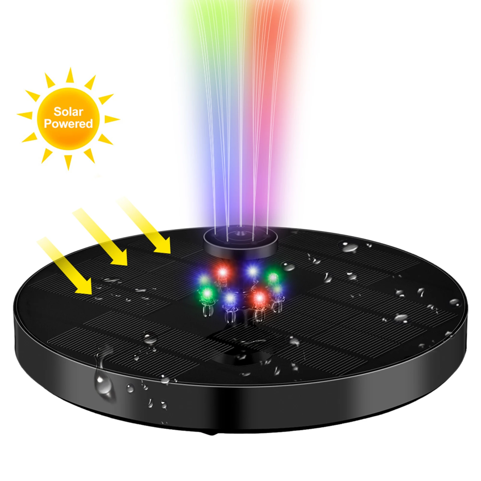 

6V/3W 4 In 1 Solar Water Fountain Pump Colorful LED Lights Floating Solar Panel Powered Fountain Water Pump Garden Decoration