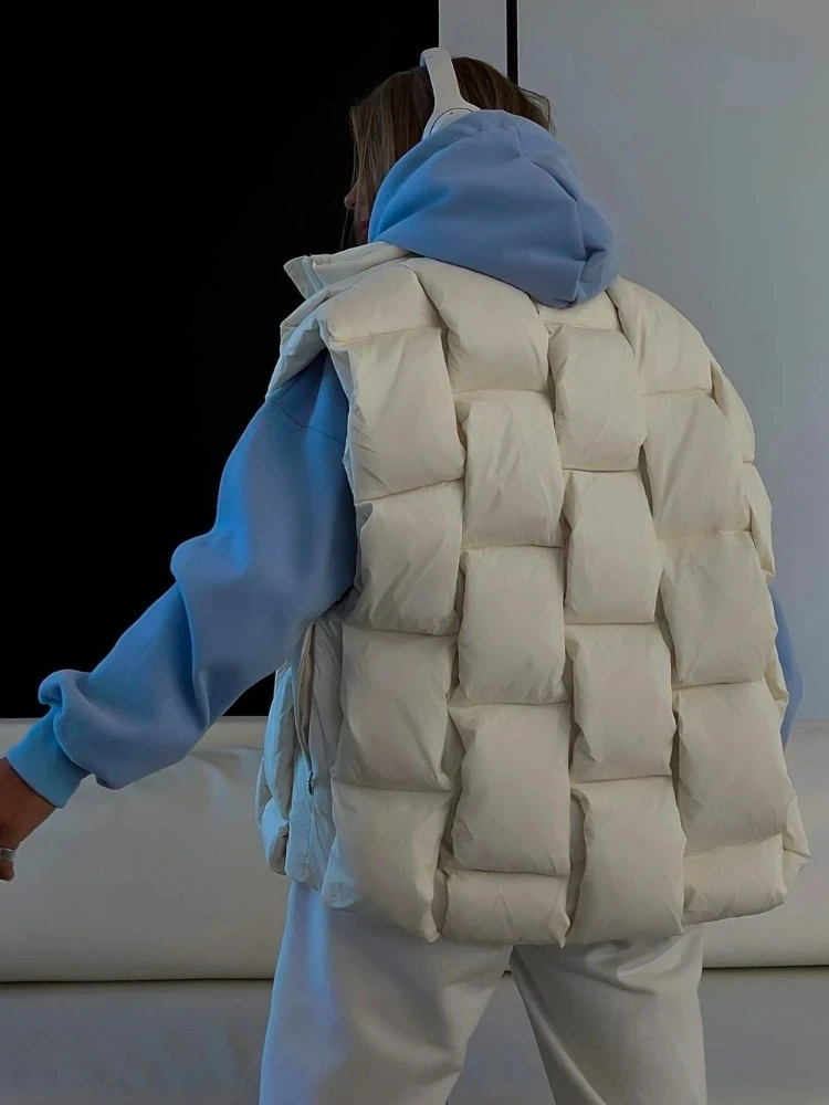 Женская куртка без рукавов 2024 зимний теплый 90% белый утиный пух жилет