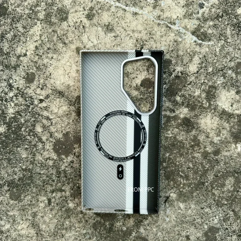Фото Углеродный цветной чехол Magsafe для Samsung Galaxy S25 S24 S23 Ultra Magnetic Wireless Charge Alloy Lens Противоударный жесткий защитный чехол №4