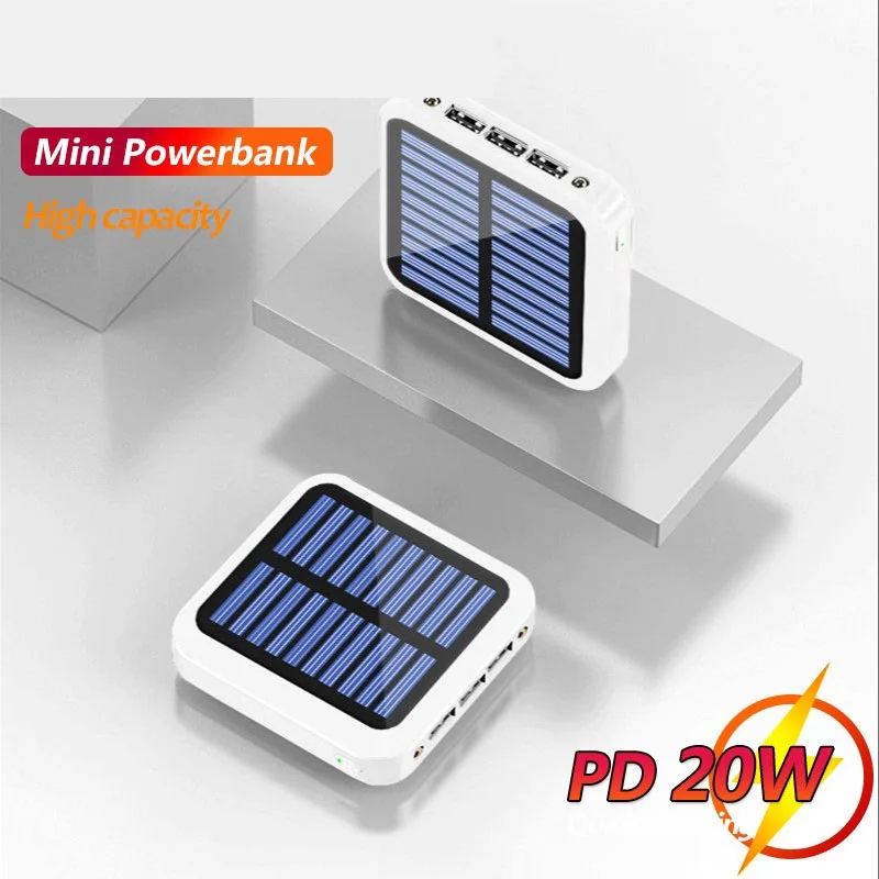 

Mini Solar 10000mAh Large Capacity Power Bank Phone Charger Portable Fast Charging External Battery