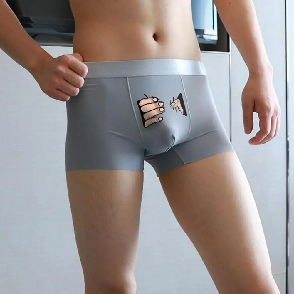 

Мужские трусы с мультяшным рисунком, плотно прилегающие поглощающие пот эластичные U-образные Выпуклые Трусики для повседневной носки