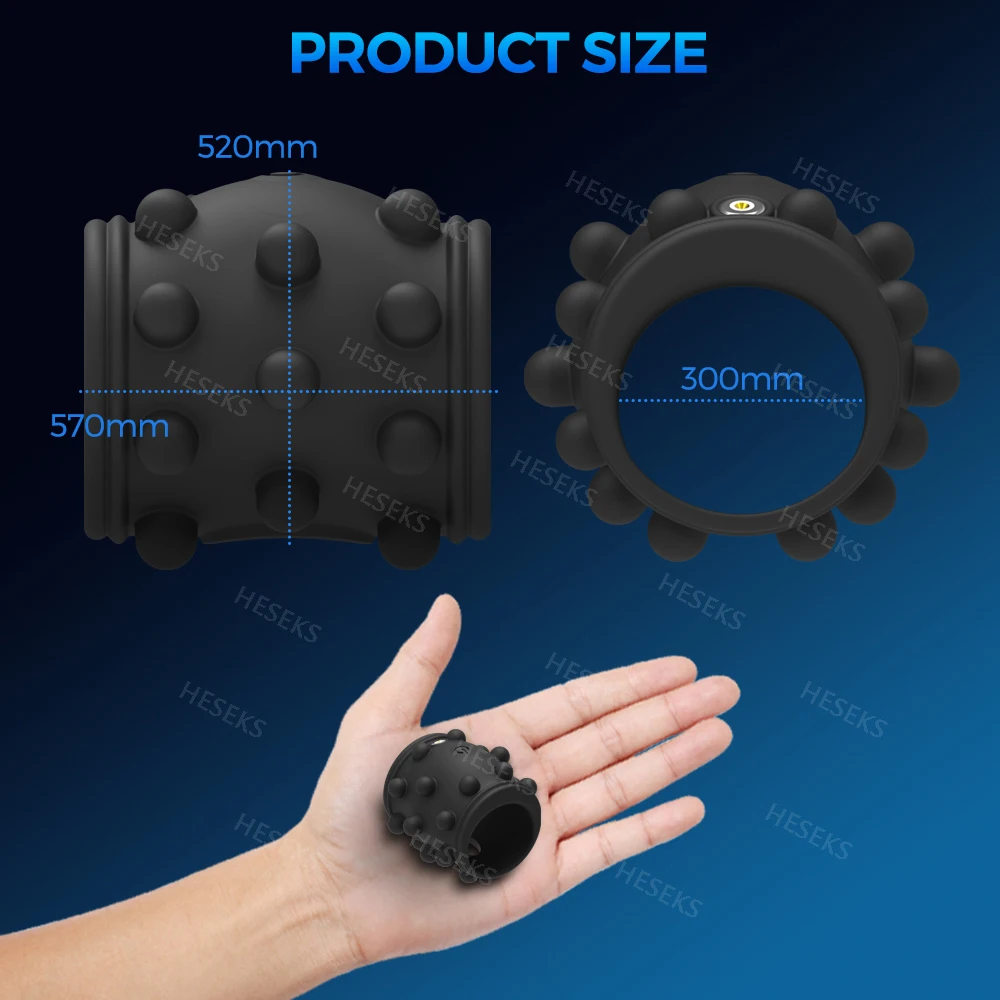 HESEKS Мужской вибрирующий удлинитель рукава для пениса Кольцо члена Вибратор