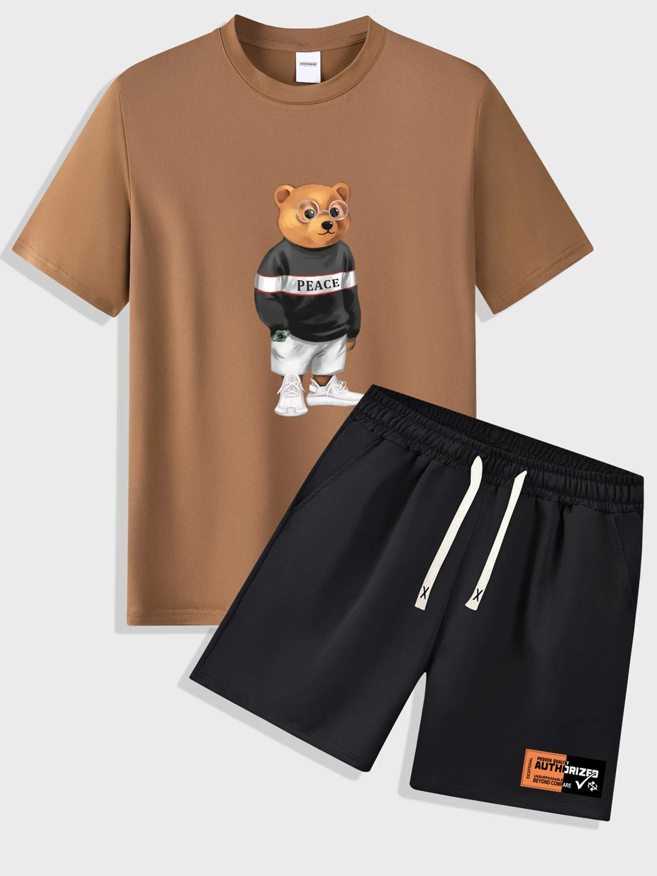 2023 South Korean Men Short Sleeve Shorts Set Trendy Travel Vacation Loose Size Lightweight Sportswear Two-piece Set Large Size
