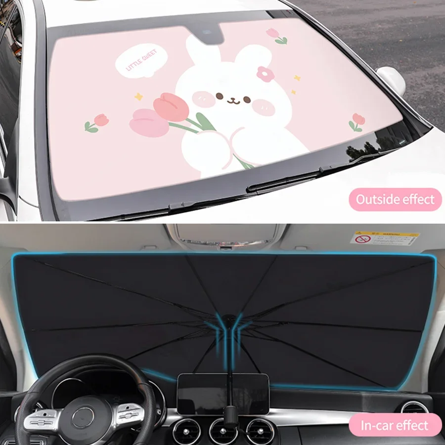 Автомобильный летний зонт от солнца с защитой высоких температур милый