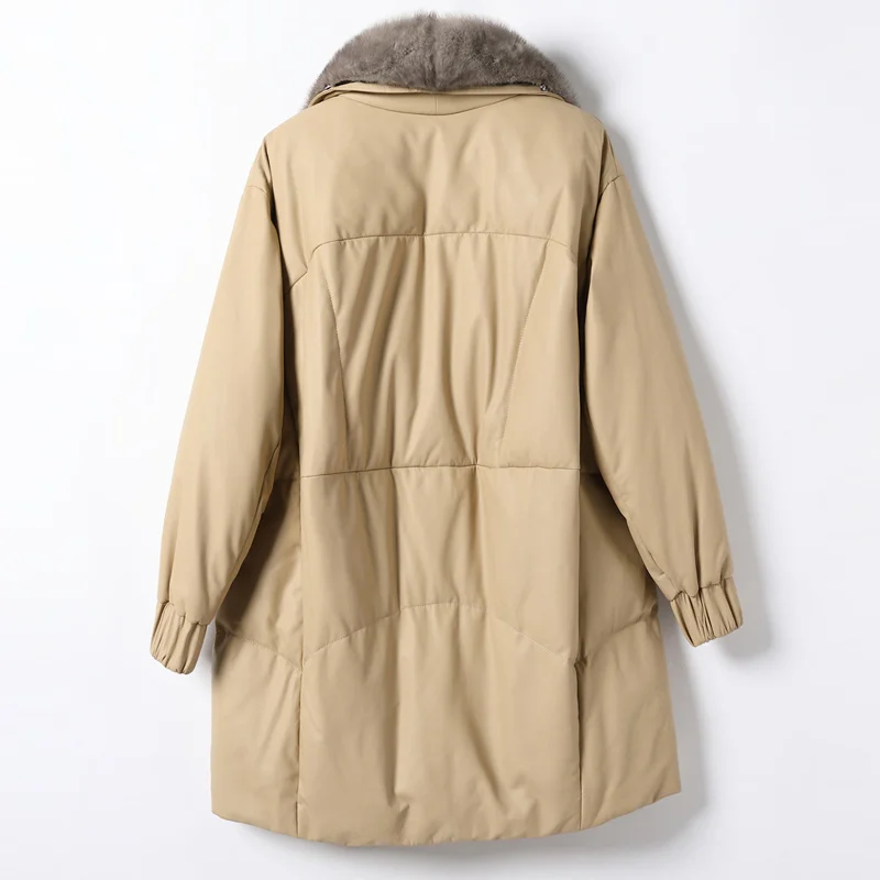 

Hot Sale 2023 90% White Duck Down Women's Down Jacket Real Sheepskin Leather Jackets Women Mink Fur Collar Coat Female Mujer Cha