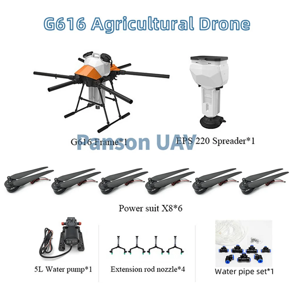 

NEW EFT G616 6 Axis 16L 16kg Agricultural Spray Drone Brushless Water Pump With Hobbywing X8 Power System T12 H12 Kit