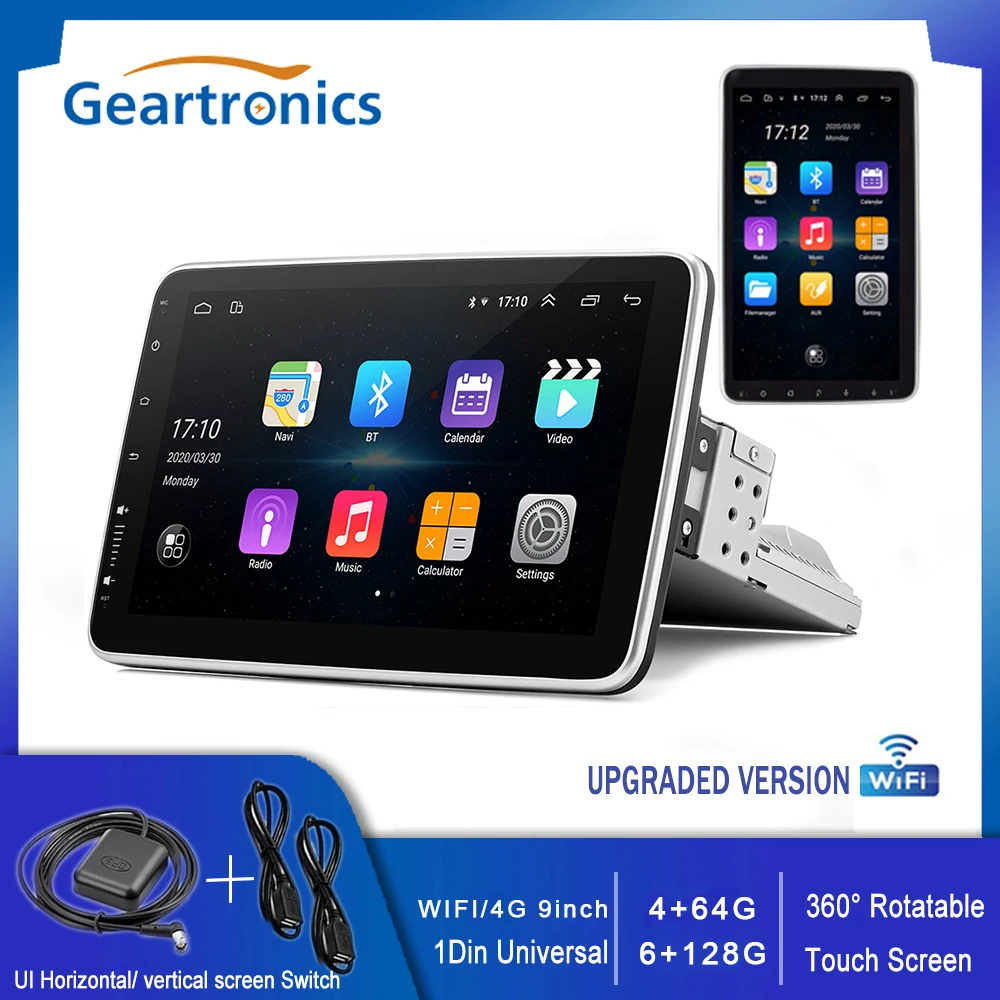 

GPS WiFi Universal Car Multimedia Player 4G/ WIFI 1Din 16 / 32G / 128G 9inch 360° Rotatable Screen Stereo Radio Video Player