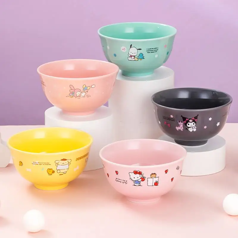 Детская керамическая миска Sanrios Hellokitty 415 мл для риса Kuromi Cinnamoroll милая супа в стиле