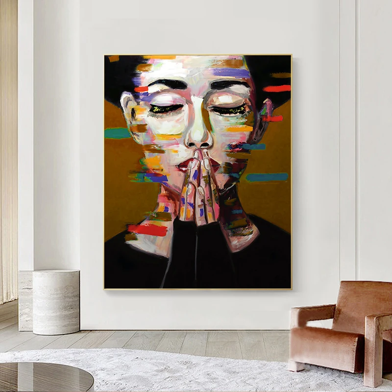 

Abstract Colorful Woman Canvas Painting Print Poster Bedroom Living Room Home Decor Picture Wall Art