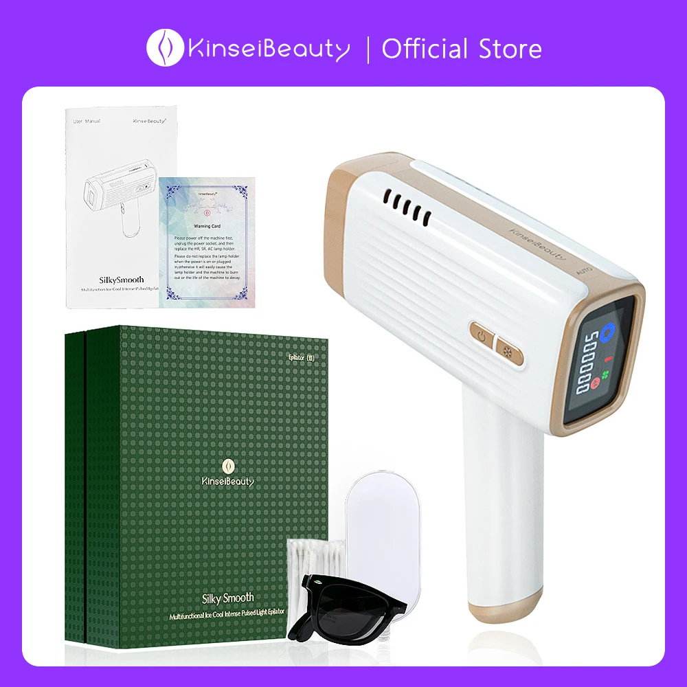 Лазерное удаление волос Kinseibeauty IPL, удаление волос, холодный эпилятор, 500000 вспышек, 3 в 1, эпилятор, лазерный депилятор для тела