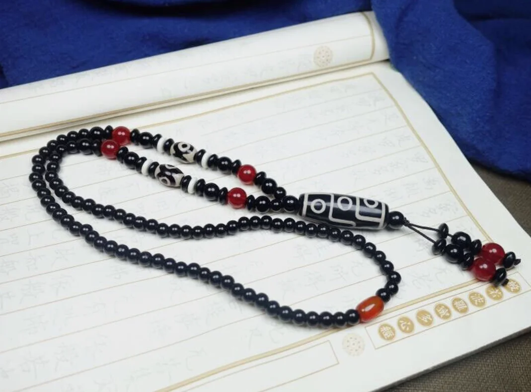 Тибетский непальский гималайский древний агат старый талисман Дзи 9-глазный