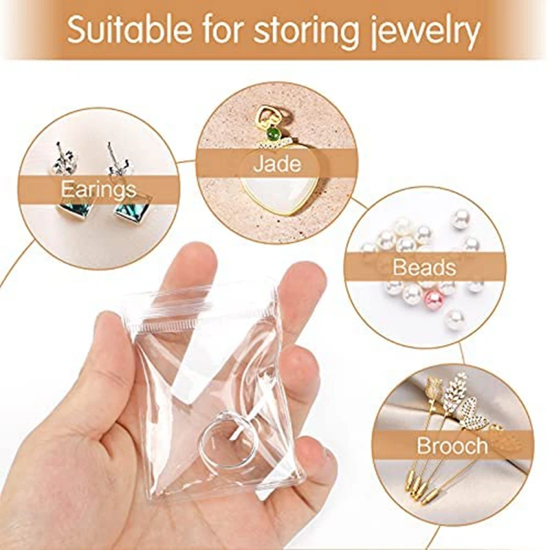 200 Pcs PVC Jewelry Bags Self Seal Jewelry Storage Bags Clear Zipper Lock Bags Sealable Jewelry Storage Bags (6 X 8Cm)