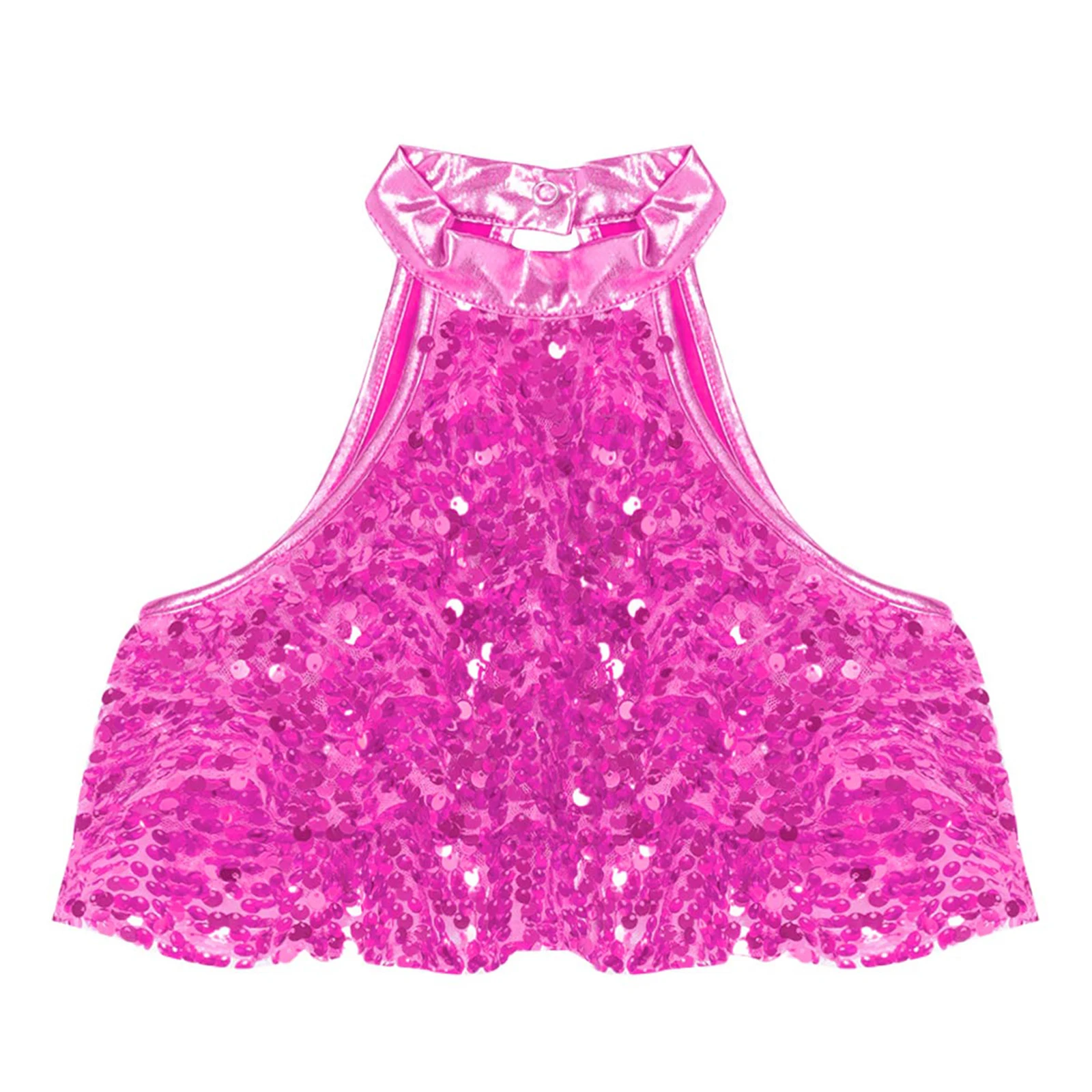 Детский укороченный топ с блестящими пайетками и открытой спиной для девочек