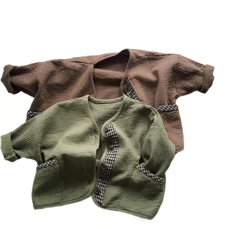 

Newborn Cardigan Jacket Kids Spring Autumn Coat Boys Girls Casual Suits Korean Patchwork Retro Button Knitwear Jacket for 1-6T