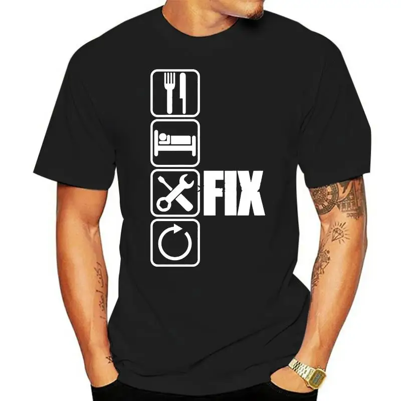 

Eat Sleep Fix Repeat T Shirt Mechanic Engineer Gift For Him Dad Birthday Print Tee Shirts