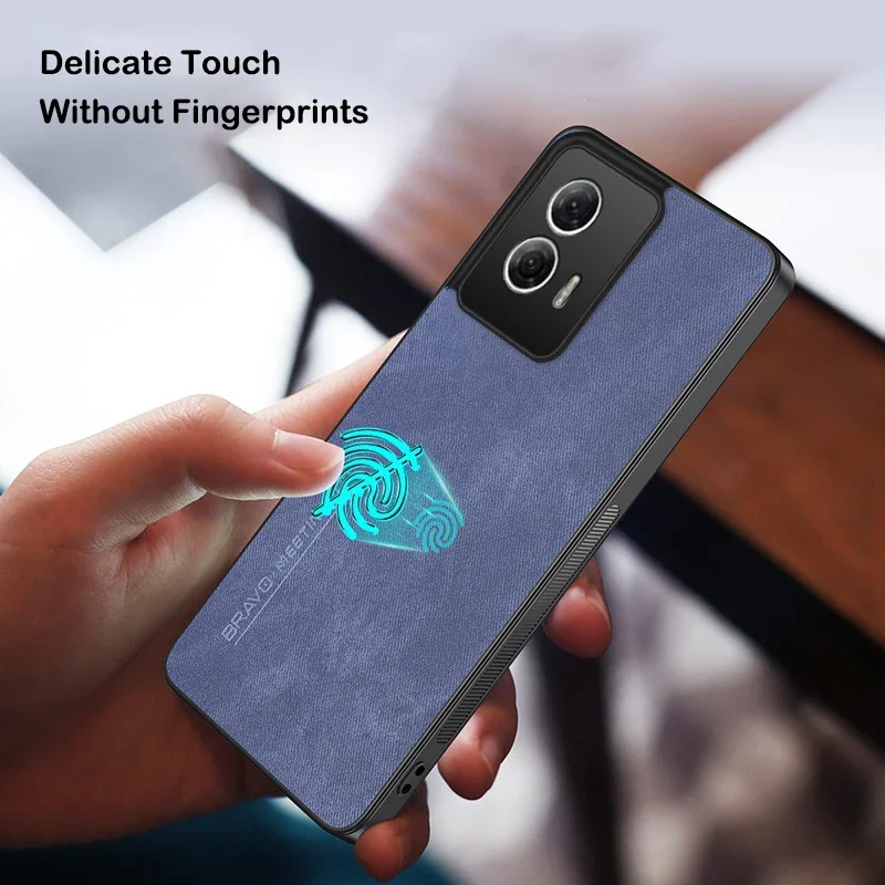 Кожаный чехол из волокна для Motorola Moto G85 G84 G54 матовый силиконовый защитный жесткий