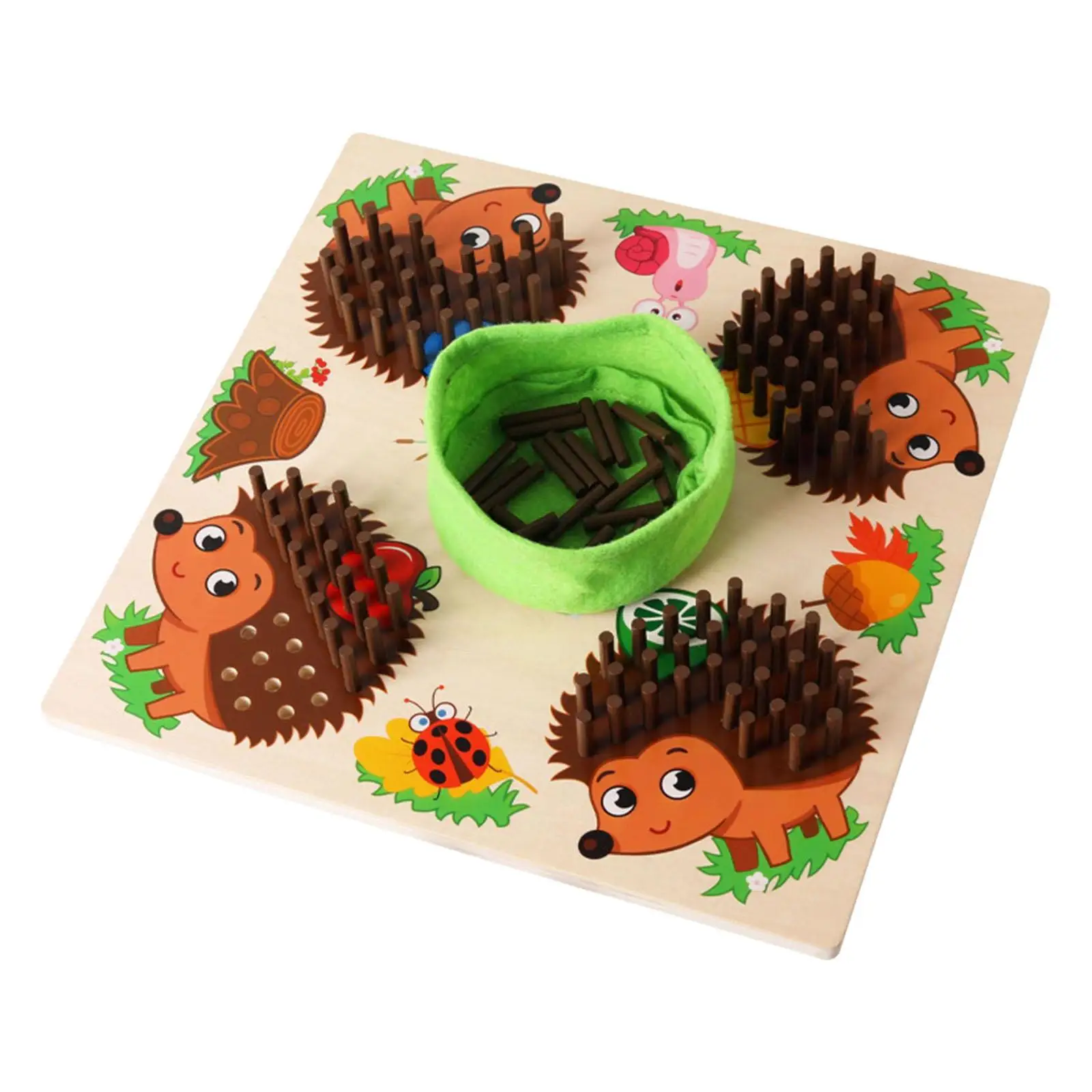 Wooden children's early education puzzle sensory system hedgehog stick  game hand fine motor sensory training teaching aids toys