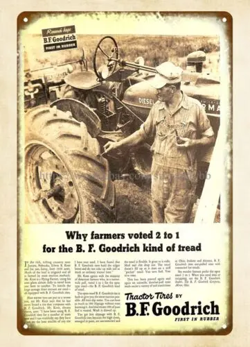 1947 год. Ф. Goodrich Tractor Tires резиновый фермер металлическая жестяная вывеска Farmall