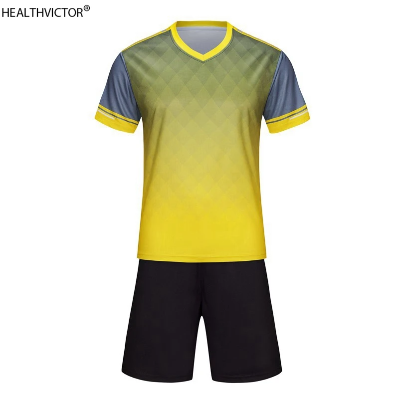

Summer Quick Dry Sports Football Suits Plaid V-neck Short Sleeve T-shirt Shorts Training Uniform Men Women Soccer Jersey Sets