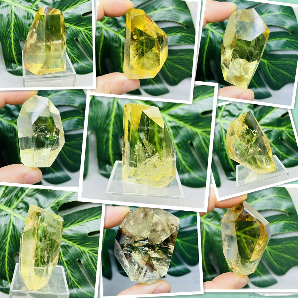 Натуральный желтый драгоценный камень цитрин кристалл радуга прозрачная