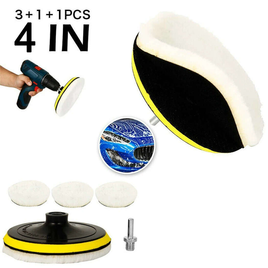 

5Pcs 4Inch Buffing Polishing Pads Soft Wool Wheel Pad Waxing Polisher Car Body Polishing Discs Auto Detailing Cleaning Tool