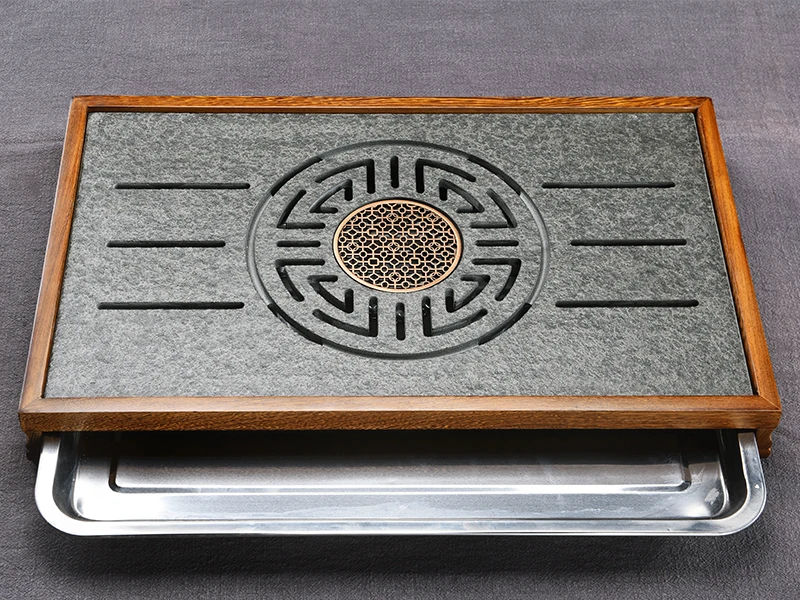

Black Golden Tray Stone Rolling Storage Square Gong Fu Tea Tray Rectangular Bandeja Decorativa Centro De Mesa Trays Decoration