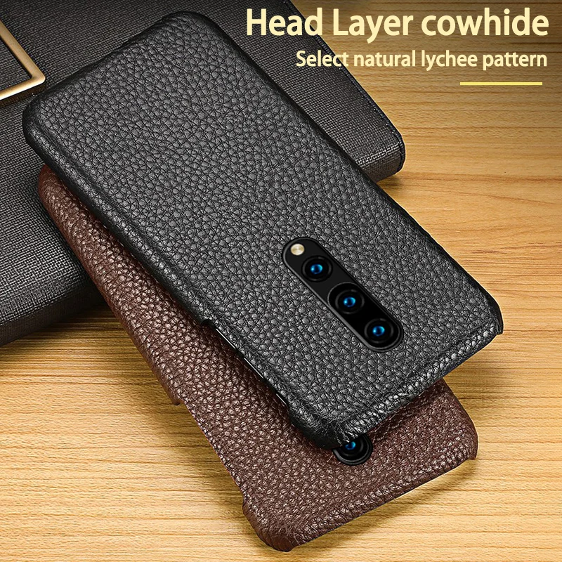 Genuine Leather Phone Case For Oneplus 8 Pro 7 Pro 7T Pro 6 6T 5 5T 3 3T Case Litchi Texture Back Cover Luxury Cowhide Funda