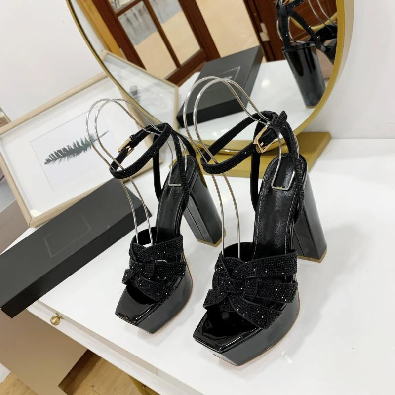 2022 latest fashion thick-soled super high-heeled hot drilling casual sandals comfortable sexy ladies catwalk high-heeled sandal