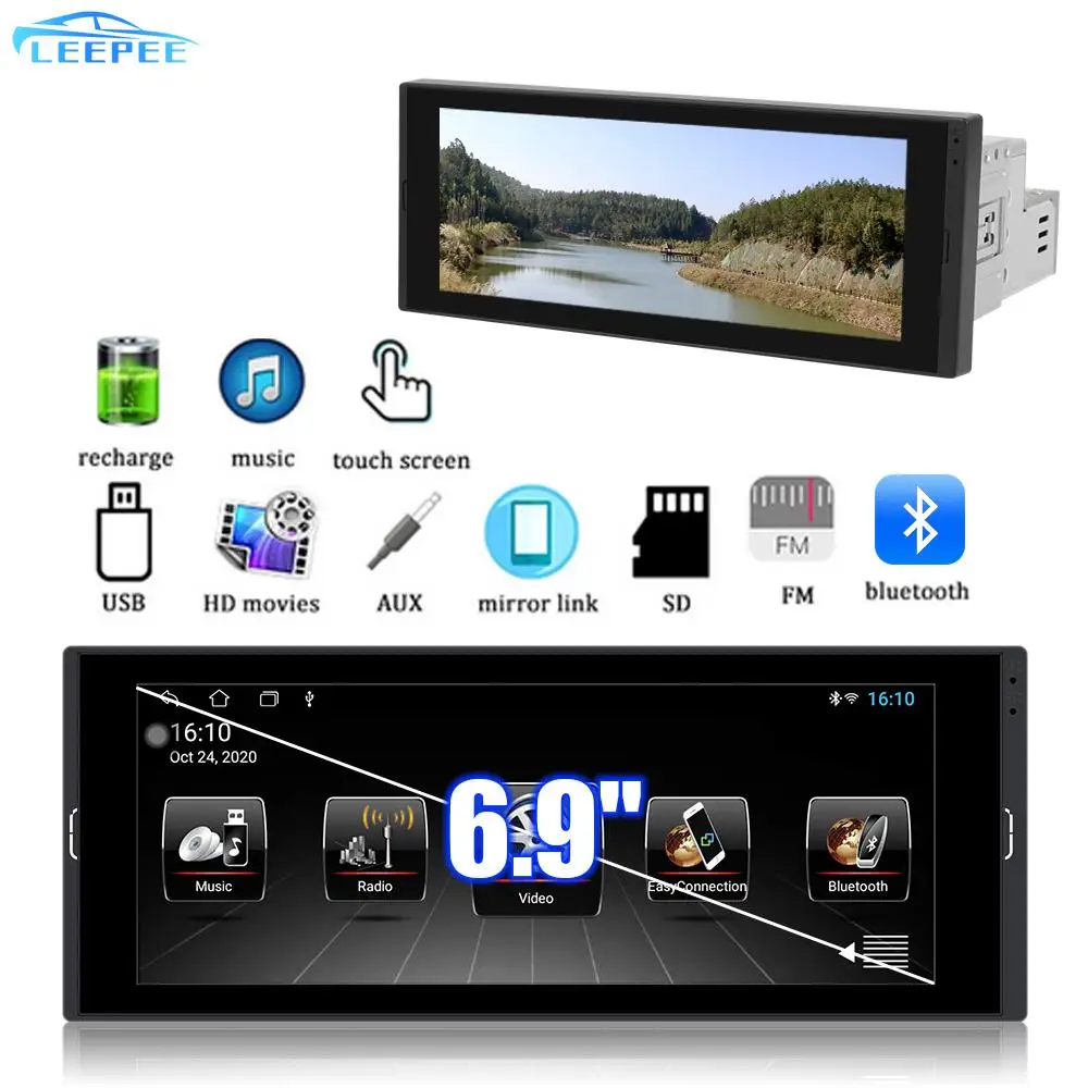 Универсальный Автомобильный приемник Android 11 0 Aux Carplay стерео 6 9 дюйма Bluetooth Wi-Fi USB TF