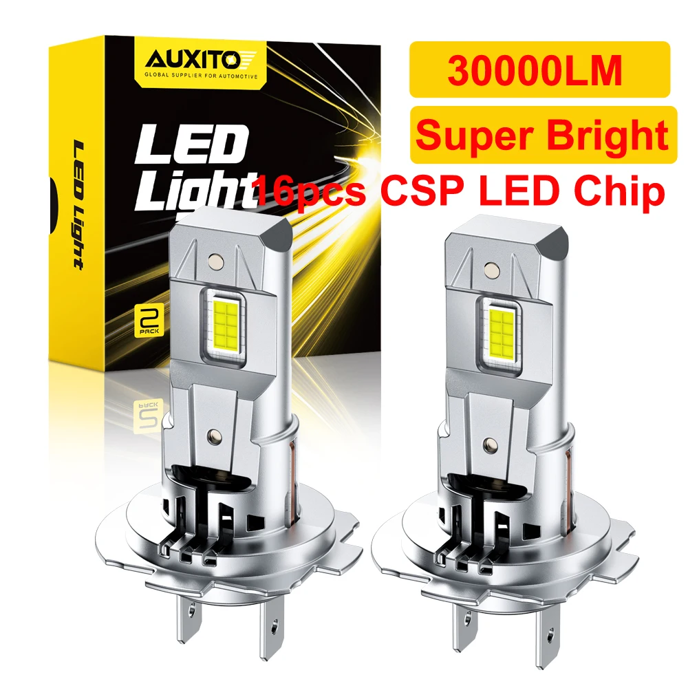 

2 шт. AUXITO автомобильные фары H7 светодиодные фары Canbus без ошибок Turbo LED H7 дальнего ближнего света 1:1 размер беспроводной 16 шт. CSP чип водонепроницаемый