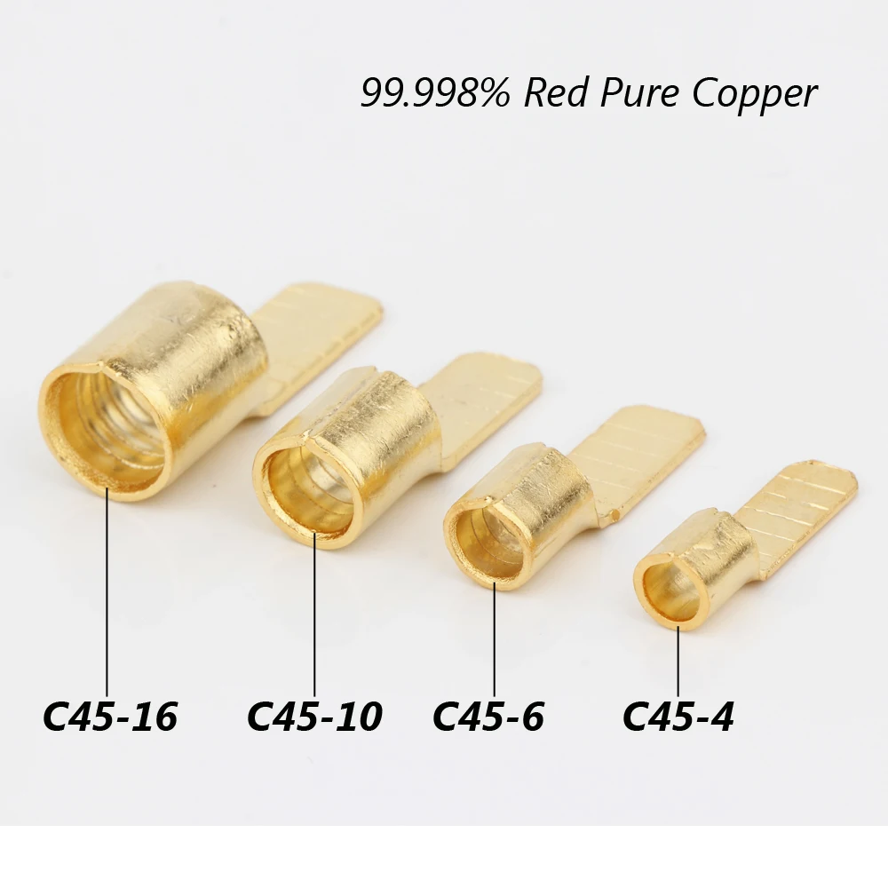 

4pcs Gold Plated C45-4 C45-6 C45-10 C45-16 Square Insert DZ47 Open Pin Shaped Copper Solder Joint Nose Cold Pressed End