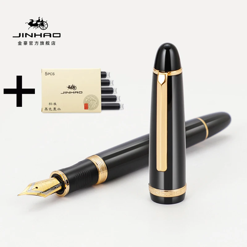 

Jinhao X850 Black Metal Fountain Pen With Converter EF/F/M Nib & Calligraphy Fude Nib Golden Clip Ink Pen For Office Gift School