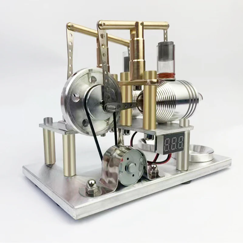 

Stirling Engine Steam Engine Model DIY Twin-cylinder Engine Model Physical Science Experiment Toys