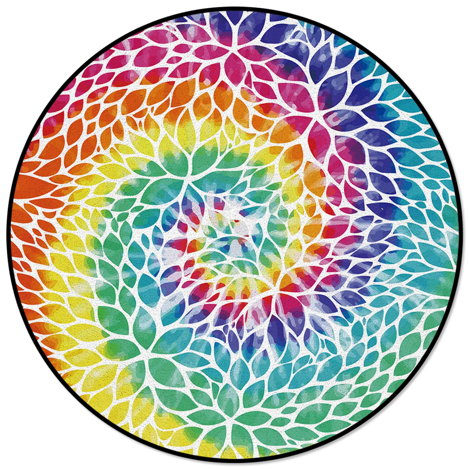 

Flower Dahlia Rainbow Tie-dye Carpets For Living Room Carpets For Bed Room Large Bedroom Decor Circle Rug Area Rug Large