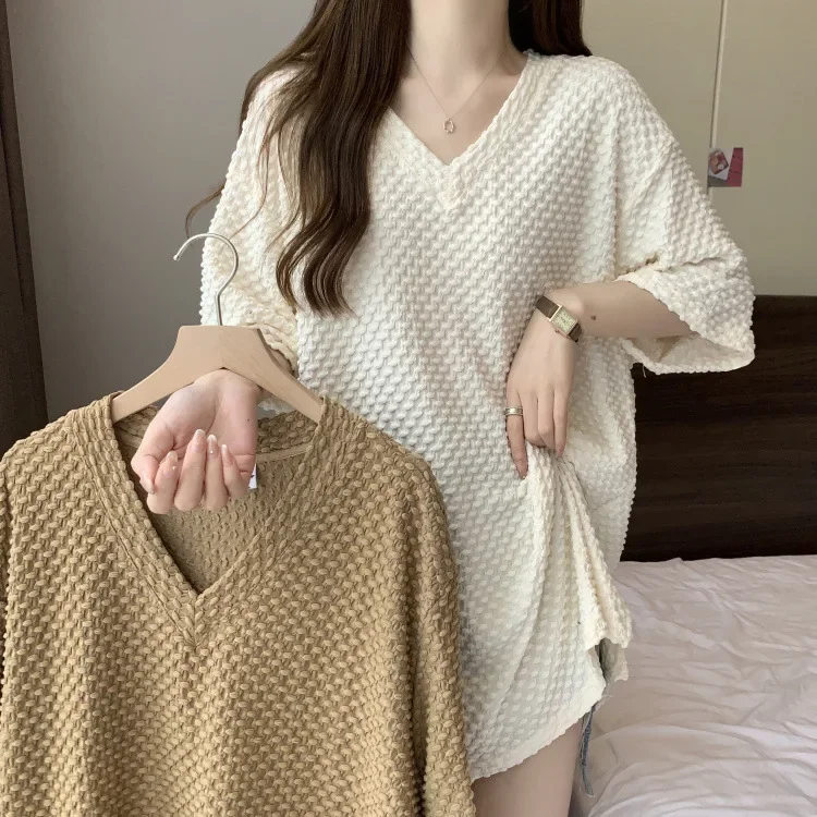 Женское однотонное платье-футболка свободного кроя больших размеров одежда