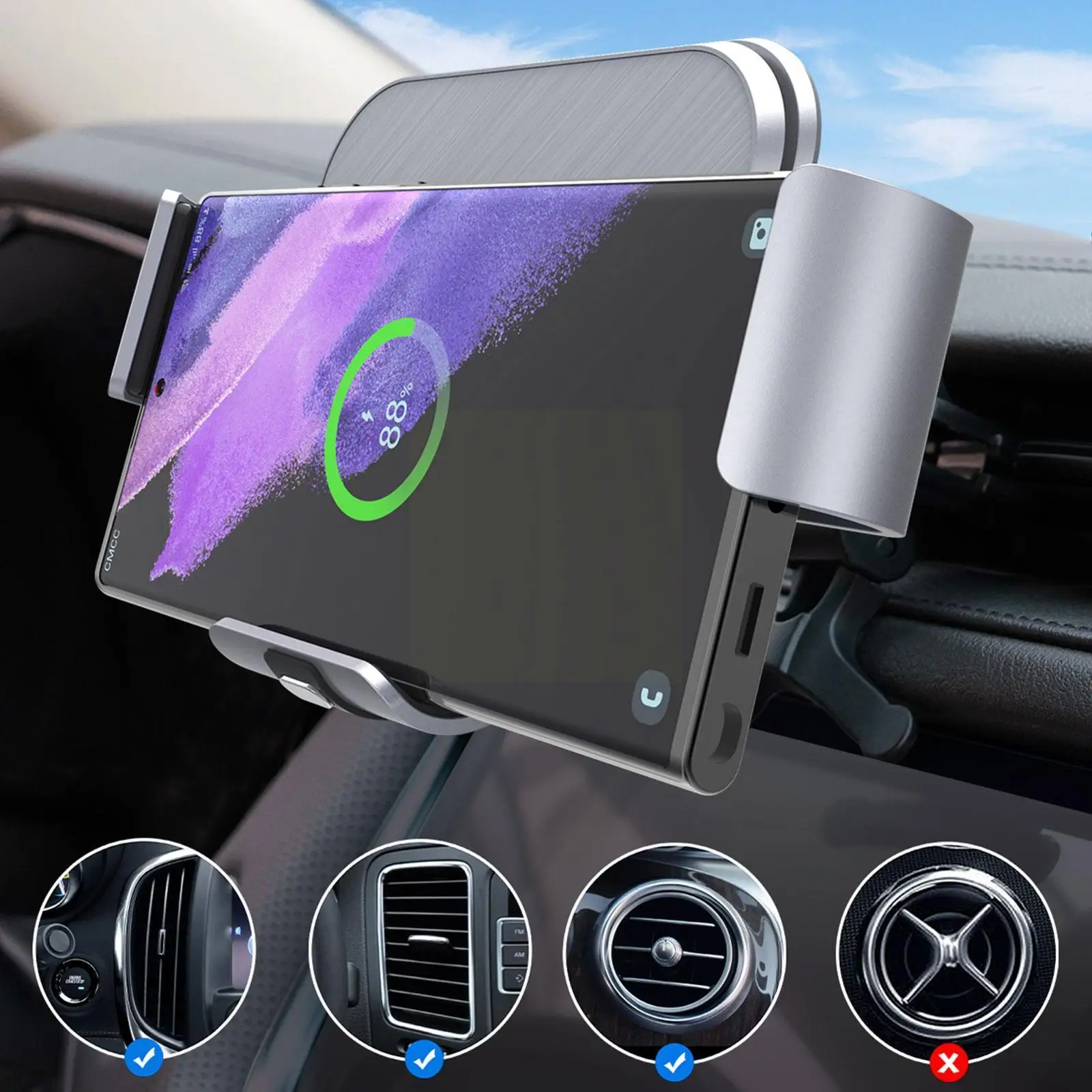 

For Z Fold 4 3 2 1 Phone Holder For Car Dual Coil Wireless Charger For For Z Foldable Phone Fast Char Q6w9