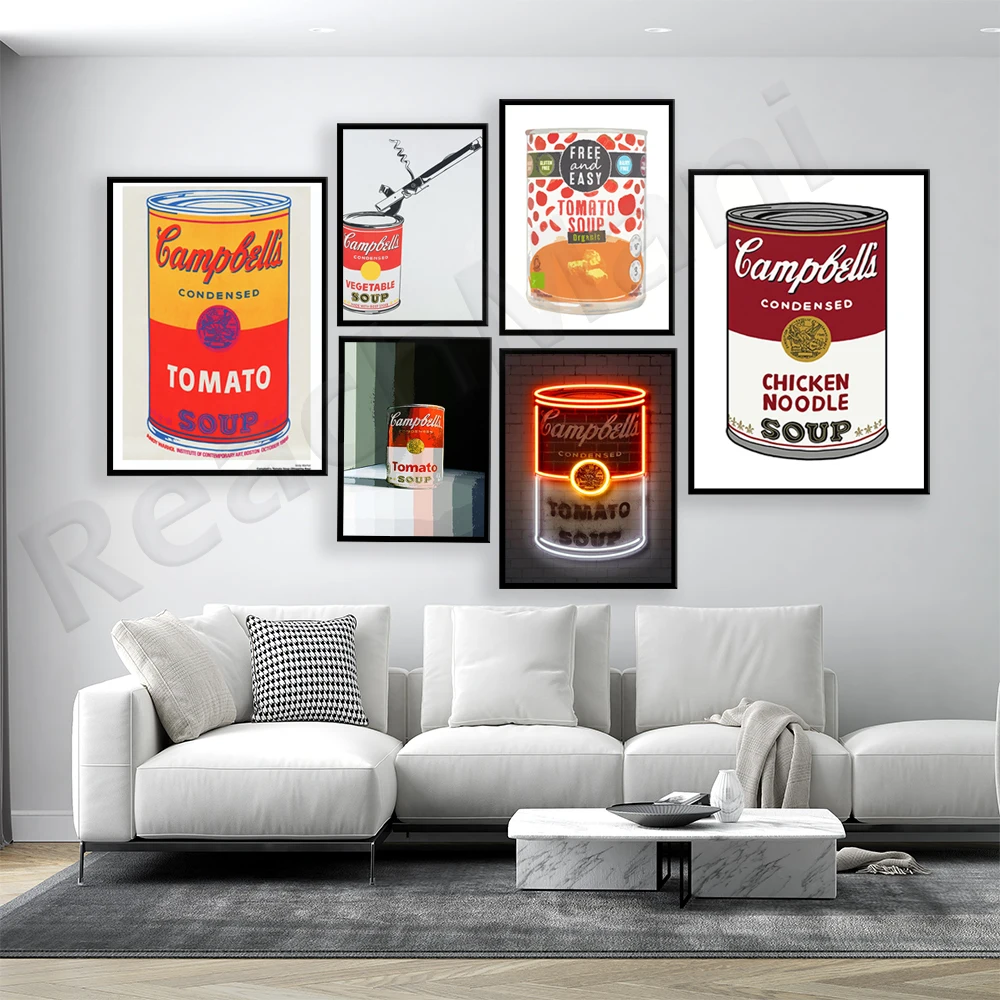 

Andy Warhol Painting Print Art, Campbell Soup Cans, Canned Tomato Soup, Pop Modern Soup Prints Kitchen Living Room Decor Poster