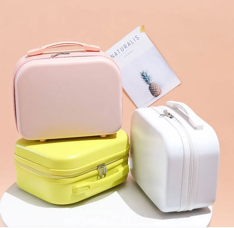 

PC Material Suitcase 14 Inches Luggage Makeup mini storage bag handbag female handbag portable lady new professional high qualit