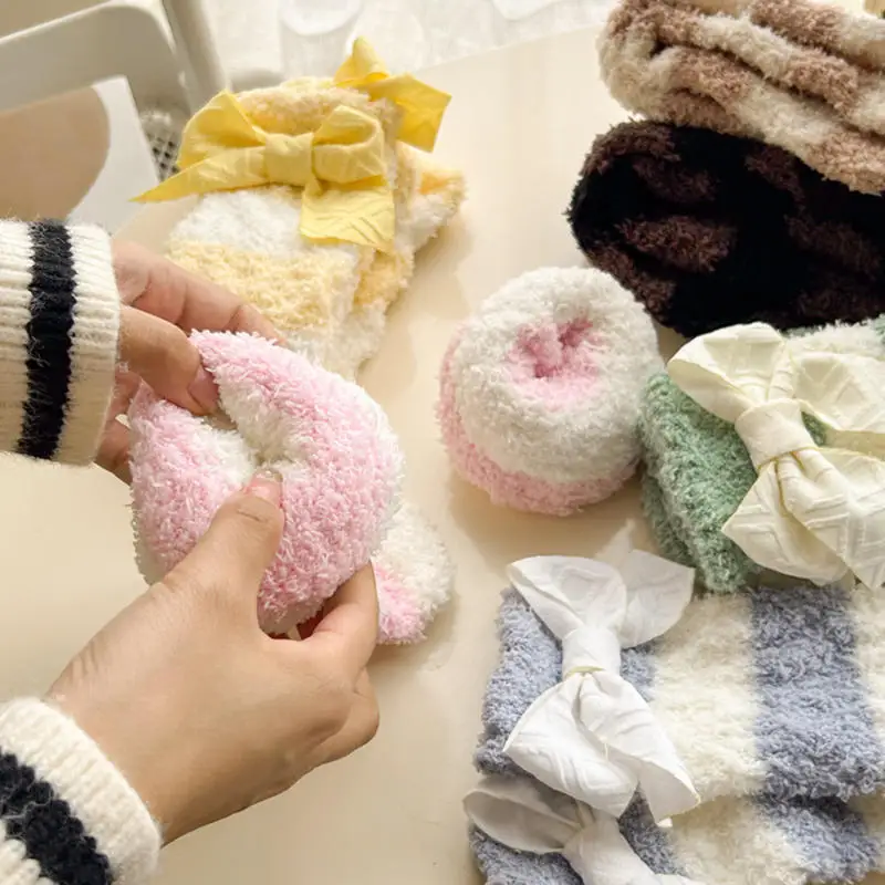 Женские зимние теплые нечеткие лыжные носки толстые термомягкие пушистые милые