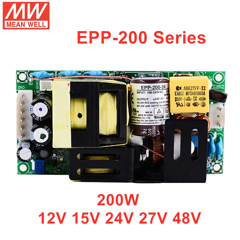 MEAN WELL PCB Style EPP-200 Series 200 Вт AC-DC Тип модуля питания с функцией PFC 12 В 15 24 27 48