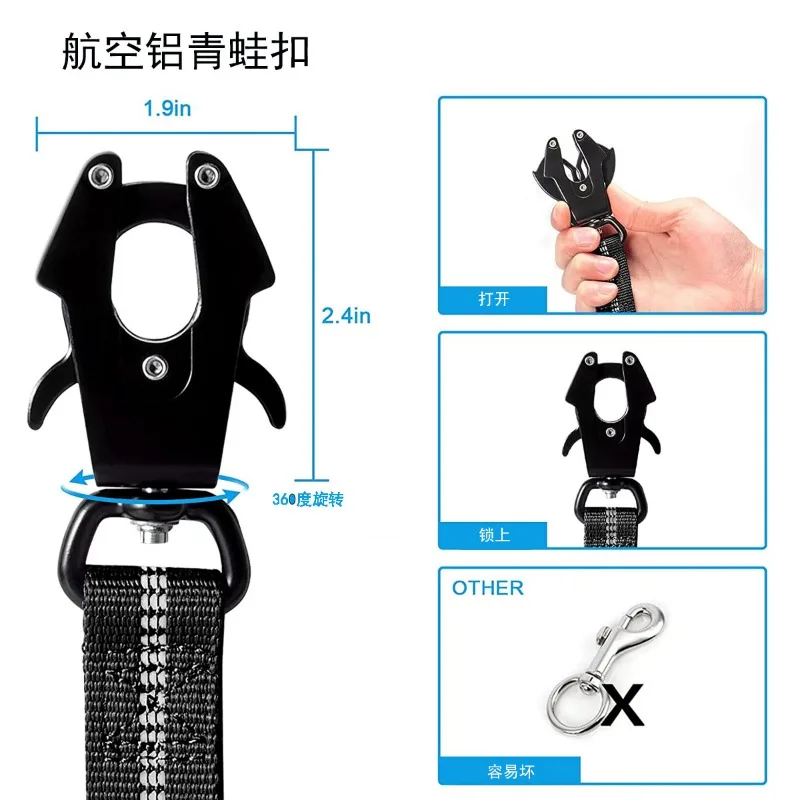Сверхмощный тактический поводок для банджи-собаки без тяги светоотражающие