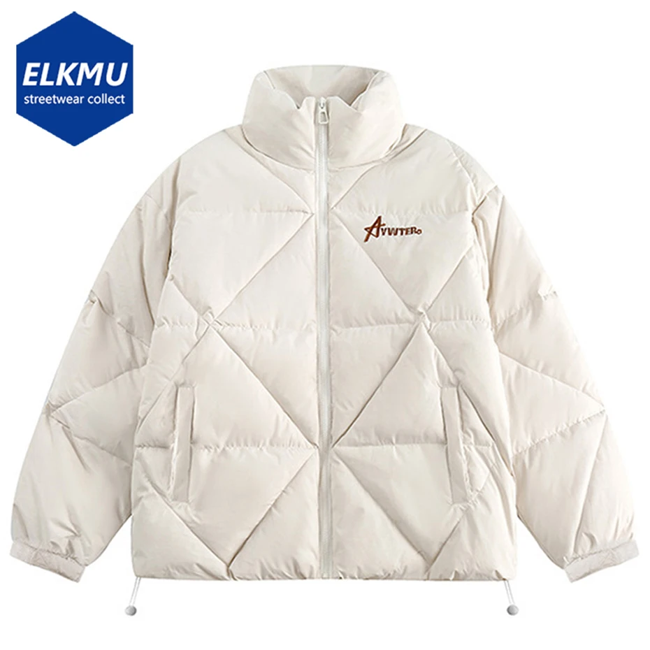 

2023 уличная одежда, пуховик, пальто с ромбами, мужские зимние парки, черные свободные повседневные пальто в стиле Харадзюку большого размера в стиле хип-хоп