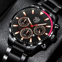 luxe mannen mode horloges voor mannen sport roestvrij staal quartz horloge kalender lichtgevende klok man casual lederen horloge