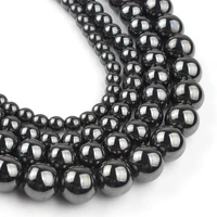 2 3 4 6 8 10 12mm natural stone black hematite beads gold silver plated round loose beads for jewelry making bracelets necklace