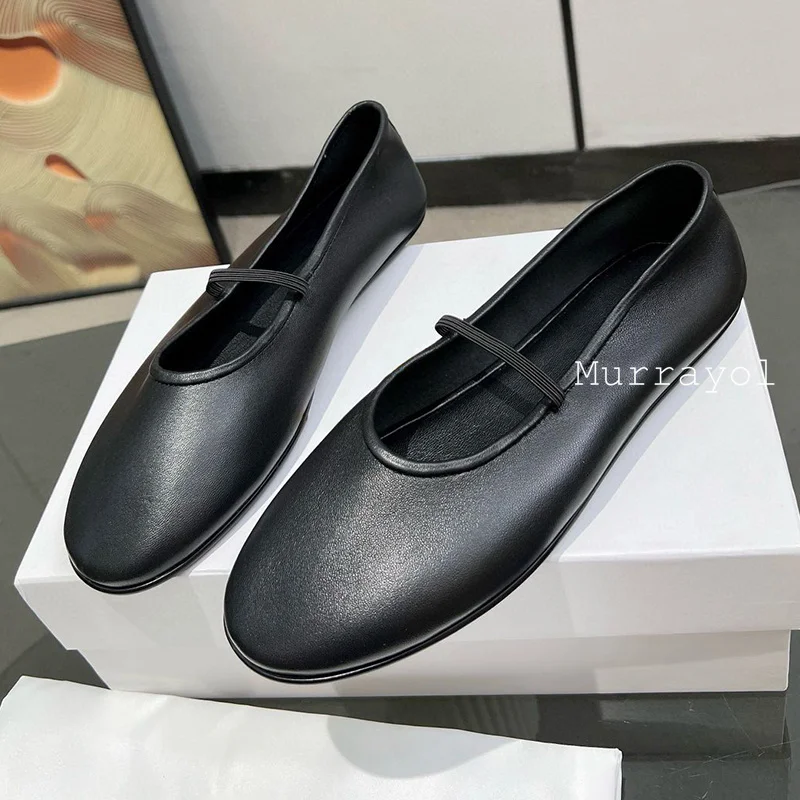 Туфли женские прогулочные из натуральной кожи лоферы с круглым носком мягкая